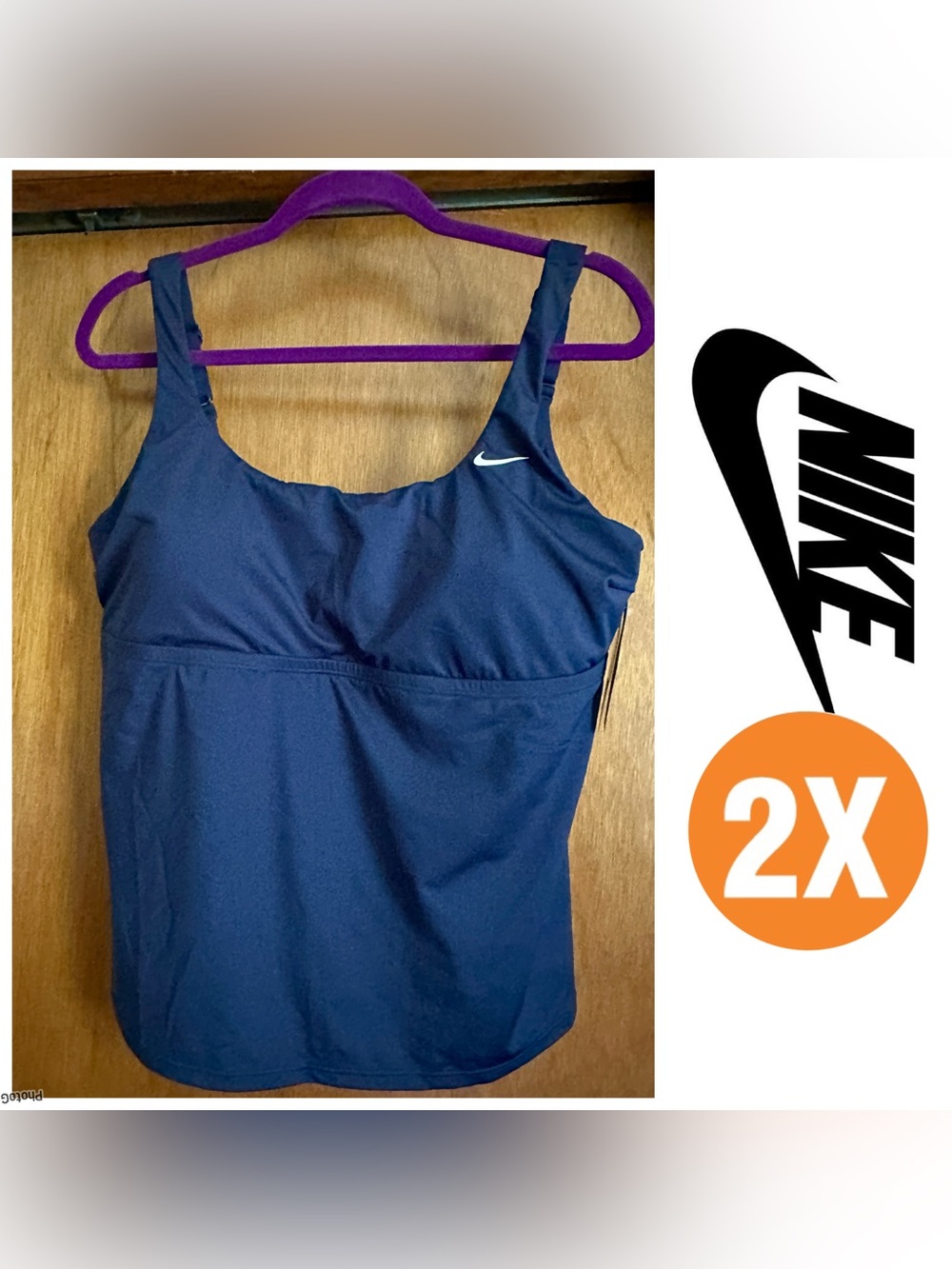 Nike Navy Blue Women's Plus Size Swim Top Tankini NWT